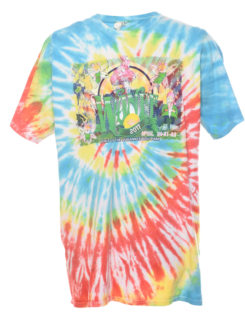 Multi-colour Festival Design Tie Dye T-shirt - XL