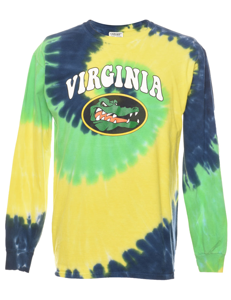 Multi-colour Long Sleeve Virginia Tie Dye T-shirt - M