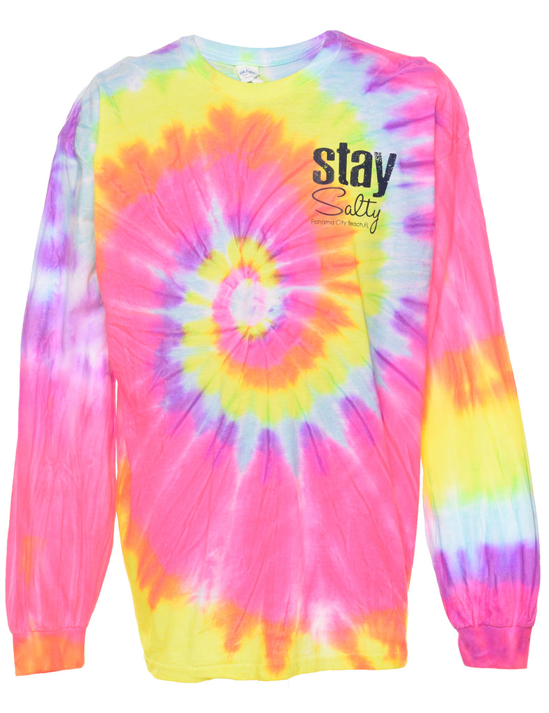 Multi-colour Stay Salty Panama City Beach Tie Dye T-shirt - XL