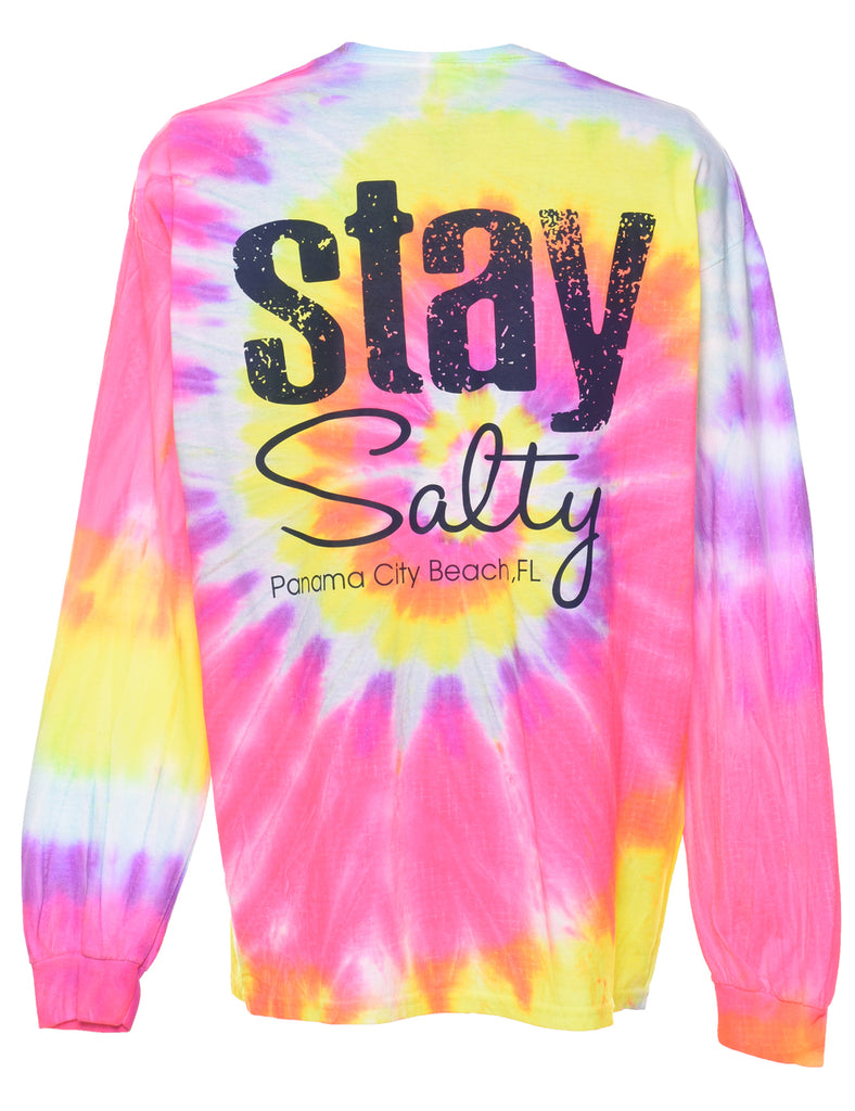 Multi-colour Stay Salty Panama City Beach Tie Dye T-shirt - XL