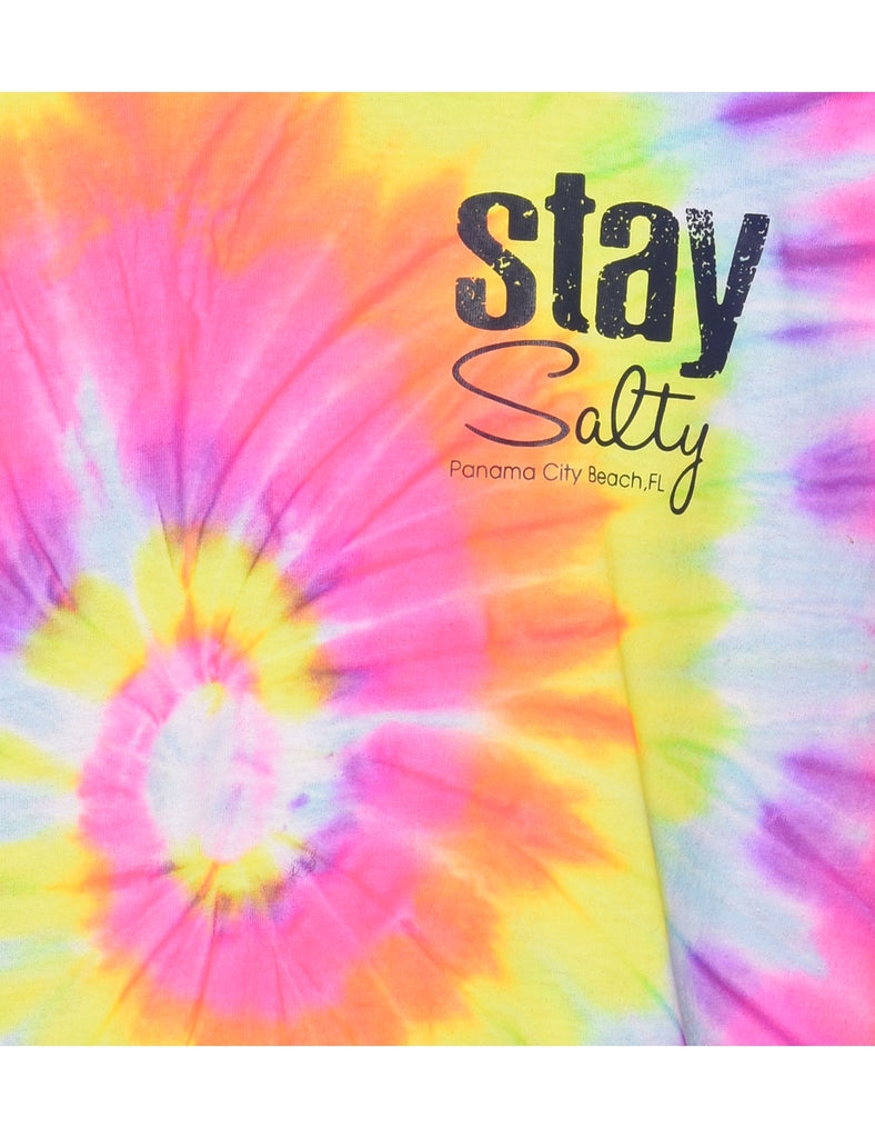 Multi-colour Stay Salty Panama City Beach Tie Dye T-shirt - XL