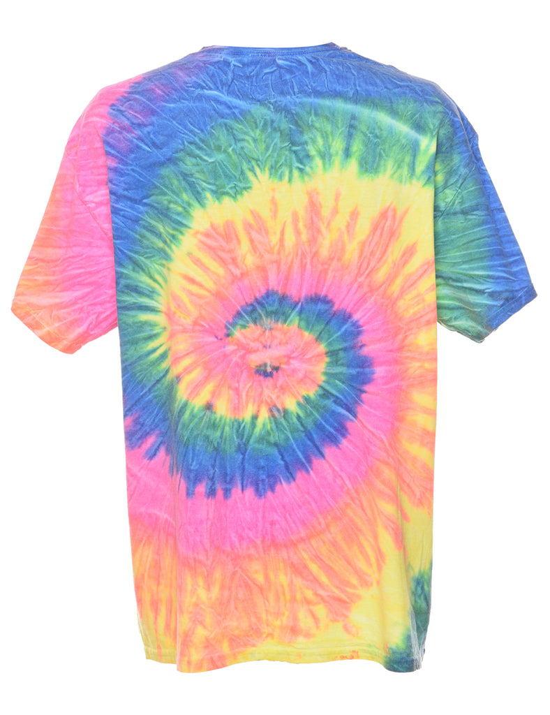 Multi-colour Tie Dye Design Cat T-shirt - XL