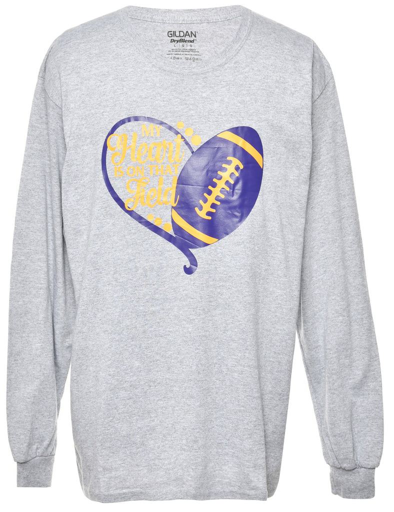 My Heart Is On That Field Printed T-shirt - L