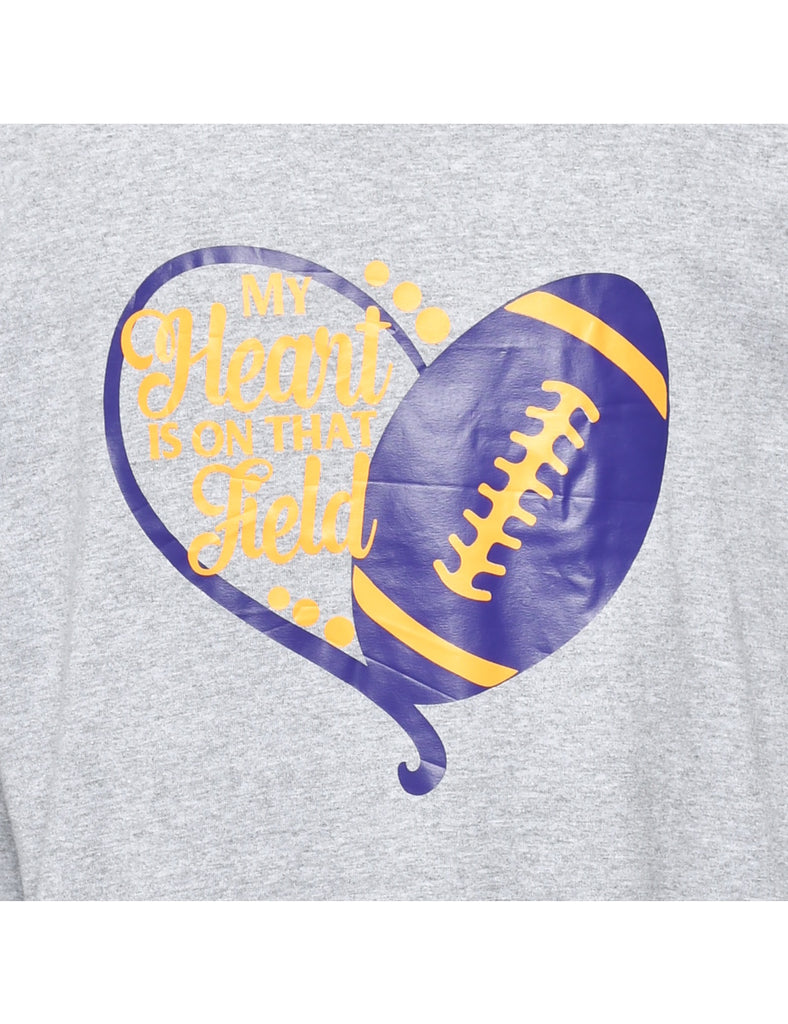 My Heart Is On That Field Printed T-shirt - L