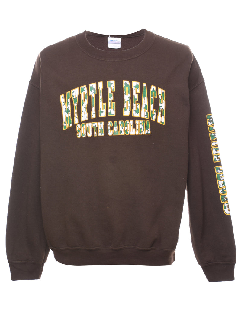 Myrtle Beach Printed Brown Sweatshirt - L