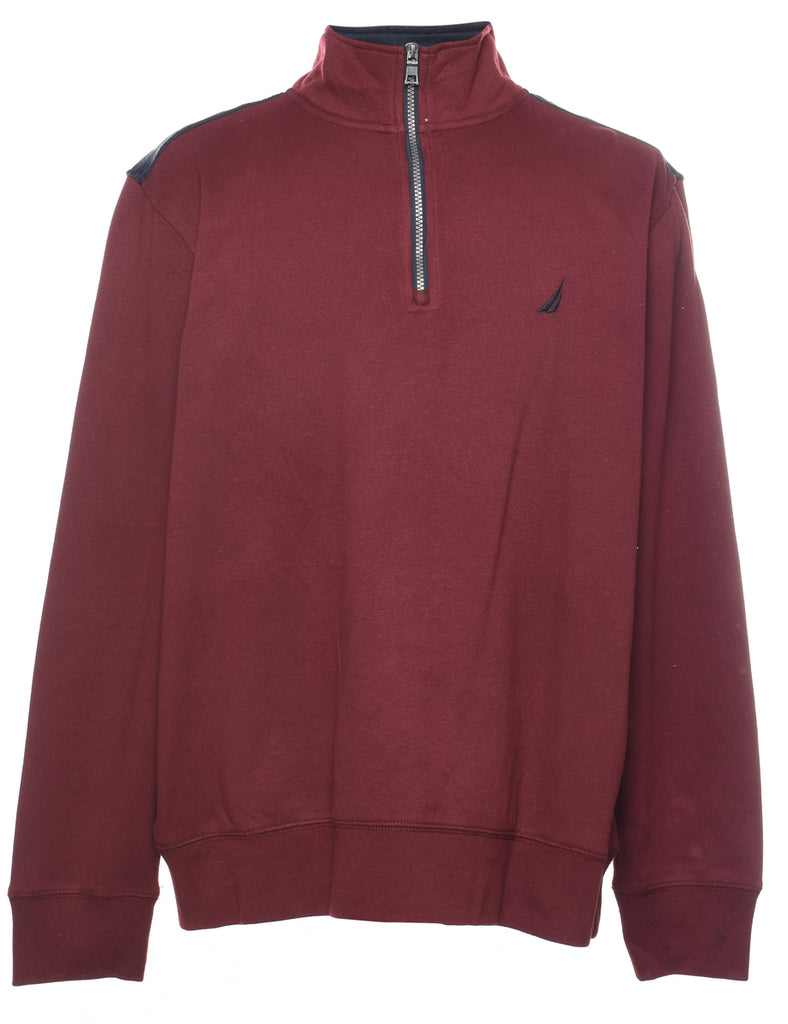 Nautica Plain Navy & Maroon Sweatshirt - XL