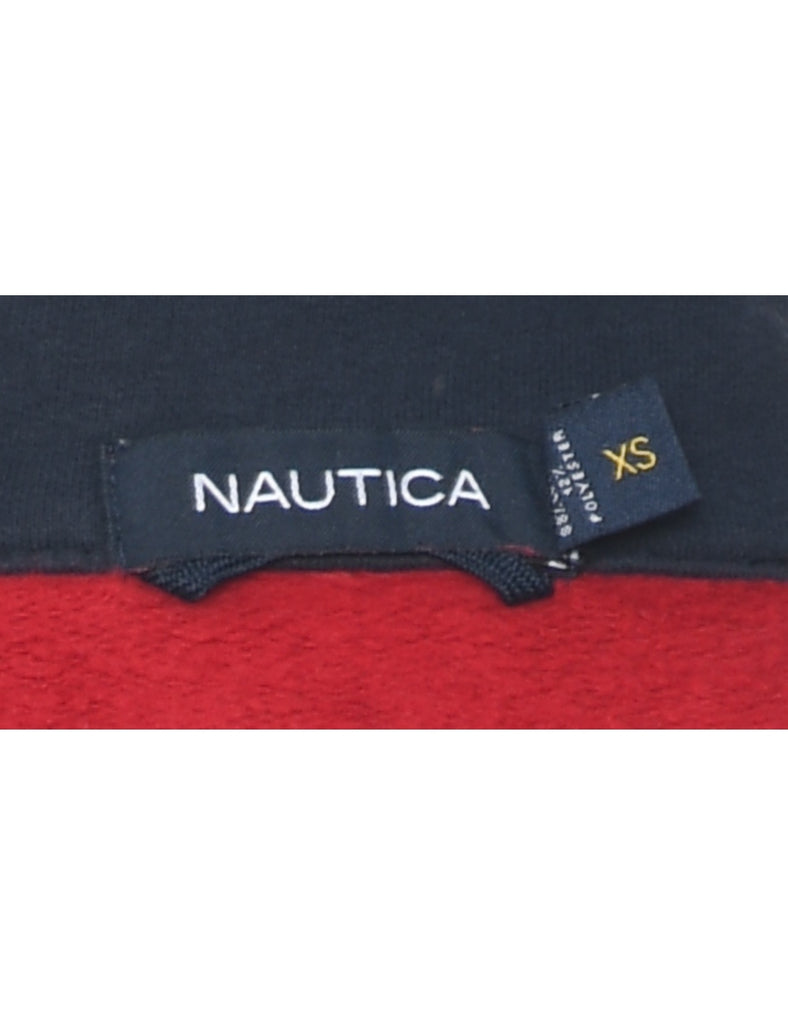Nautica Plain Red Quarter-Zip Sweatshirt - XS