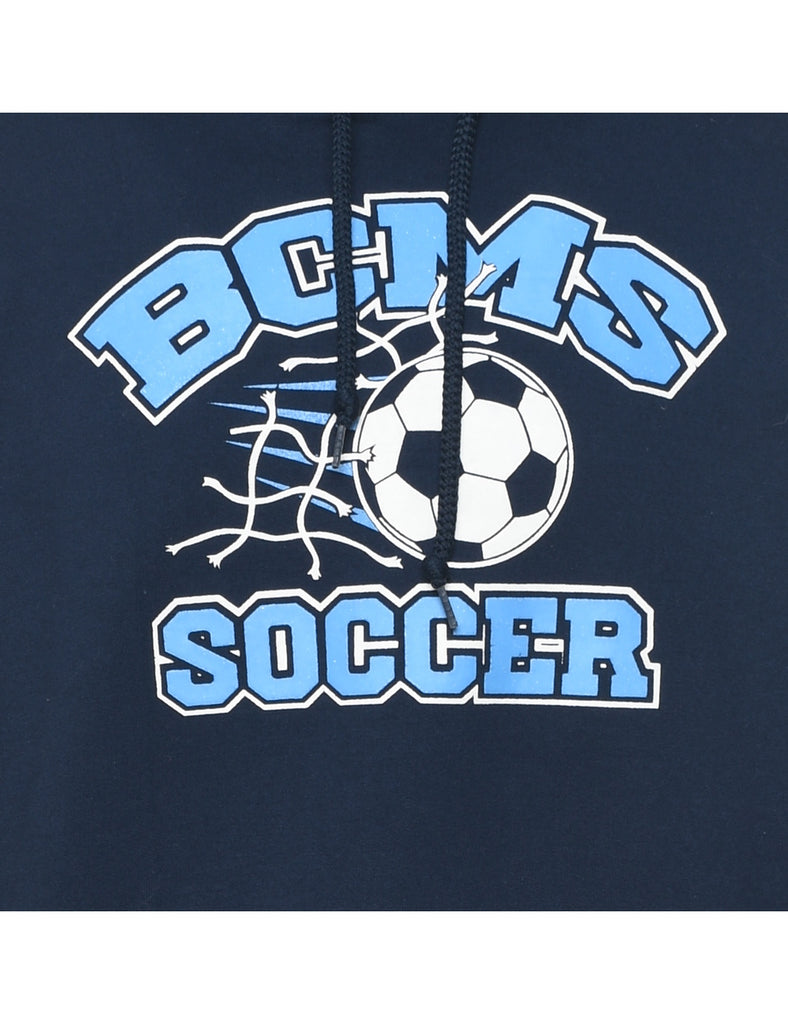 Navy BCMS Soccer Hooded Printed Sports Sweatshirt - XL