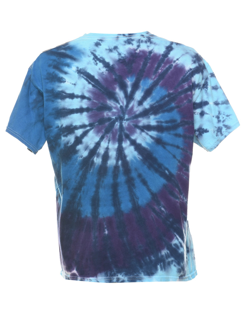 Navy, Dark Blue & White Liquid Blue Tie Dye T-shirt - L