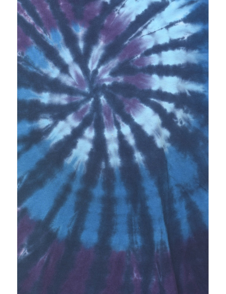 Navy, Dark Blue & White Liquid Blue Tie Dye T-shirt - L