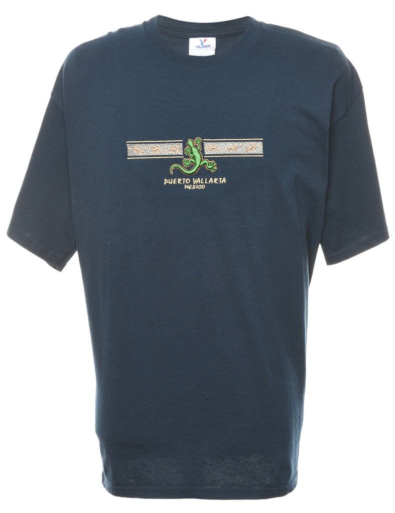 Navy Embroidered Mexico T-shirt - XL