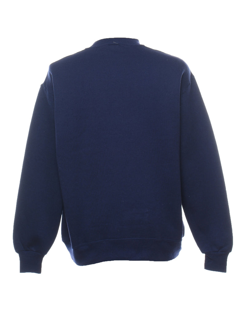 Navy Embroidered Sweatshirt - L