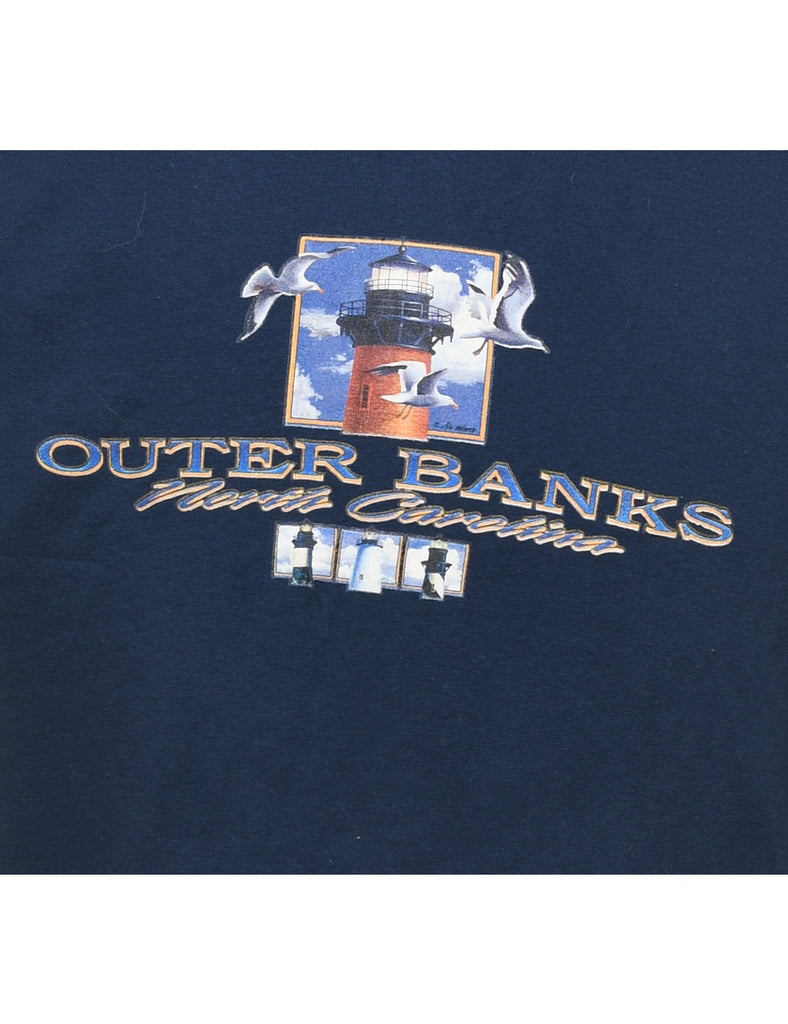 Navy Outer Banks Printed T-shirt - XL