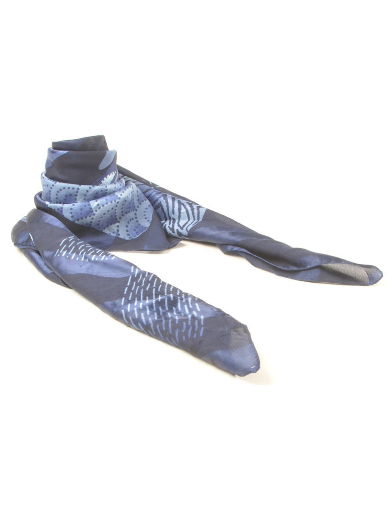 Navy Patterned Head Scarf - M