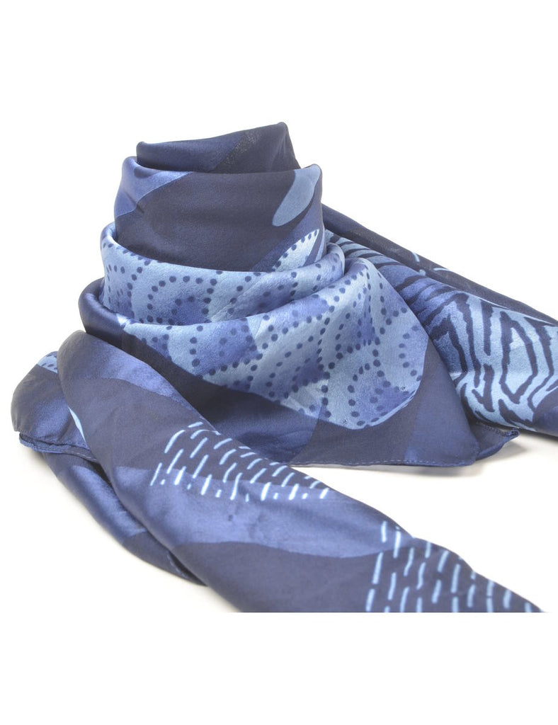 Navy Patterned Head Scarf - M