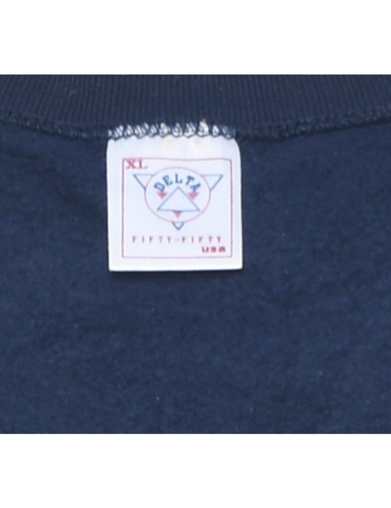 Navy Printed Glittery Sweatshirt - XL