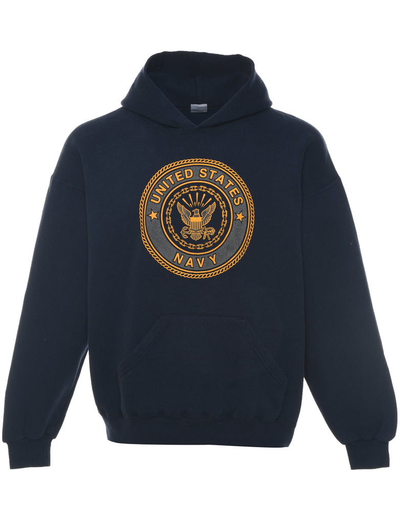 Navy Printed Hoodie - XL