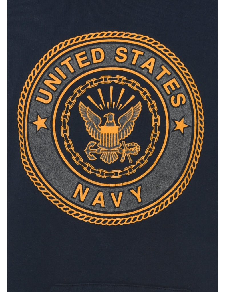 Navy Printed Hoodie - XL