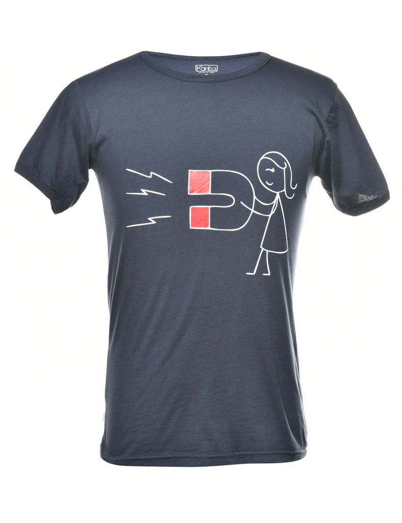 Navy Printed T-shirt - S