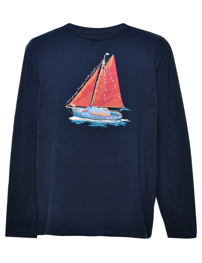 Navy Printed T-shirt - XL