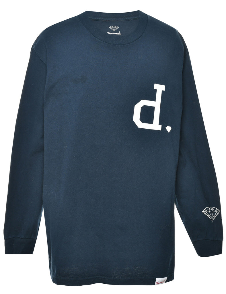 Navy Printed T-shirt - L