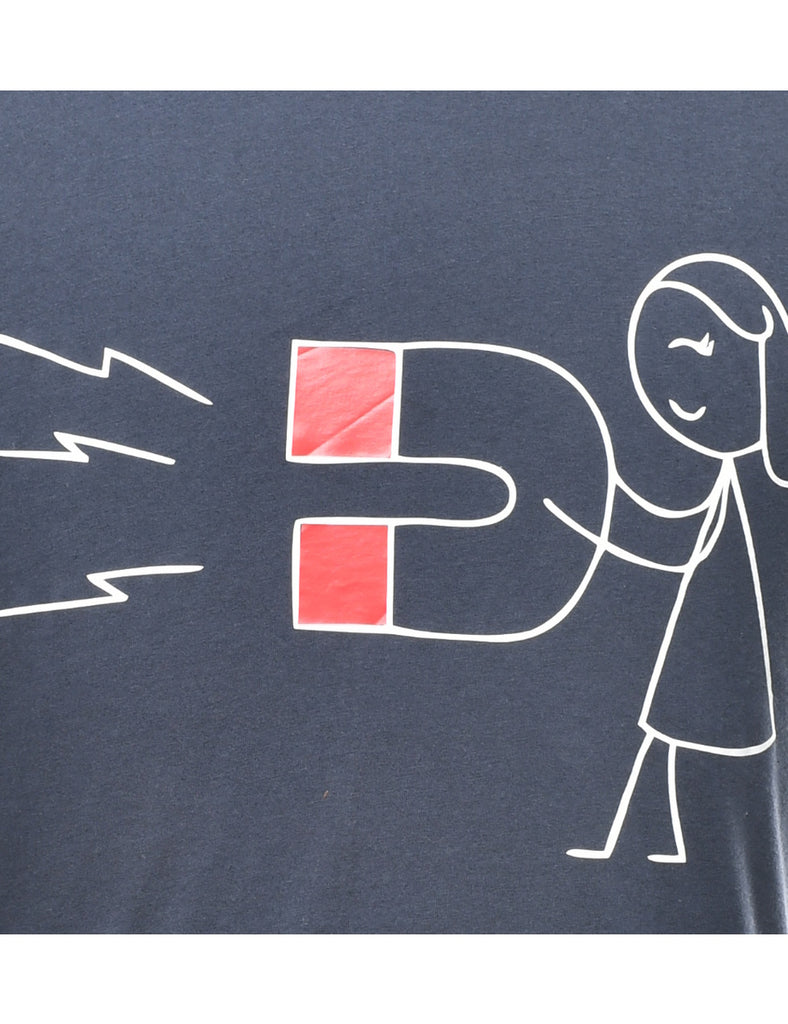 Navy Printed T-shirt - S