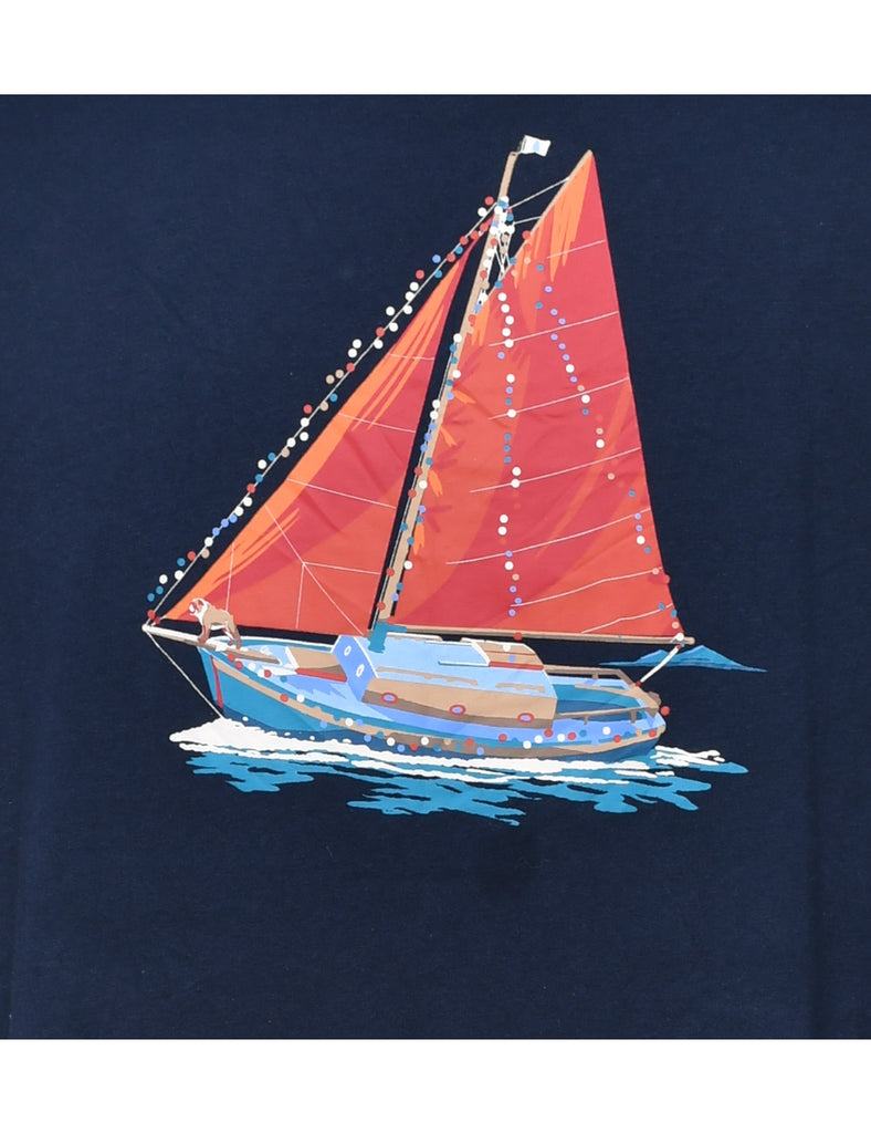 Navy Printed T-shirt - XL