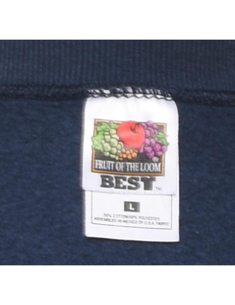 Navy Round Neck Embroidered Sweatshirt - L