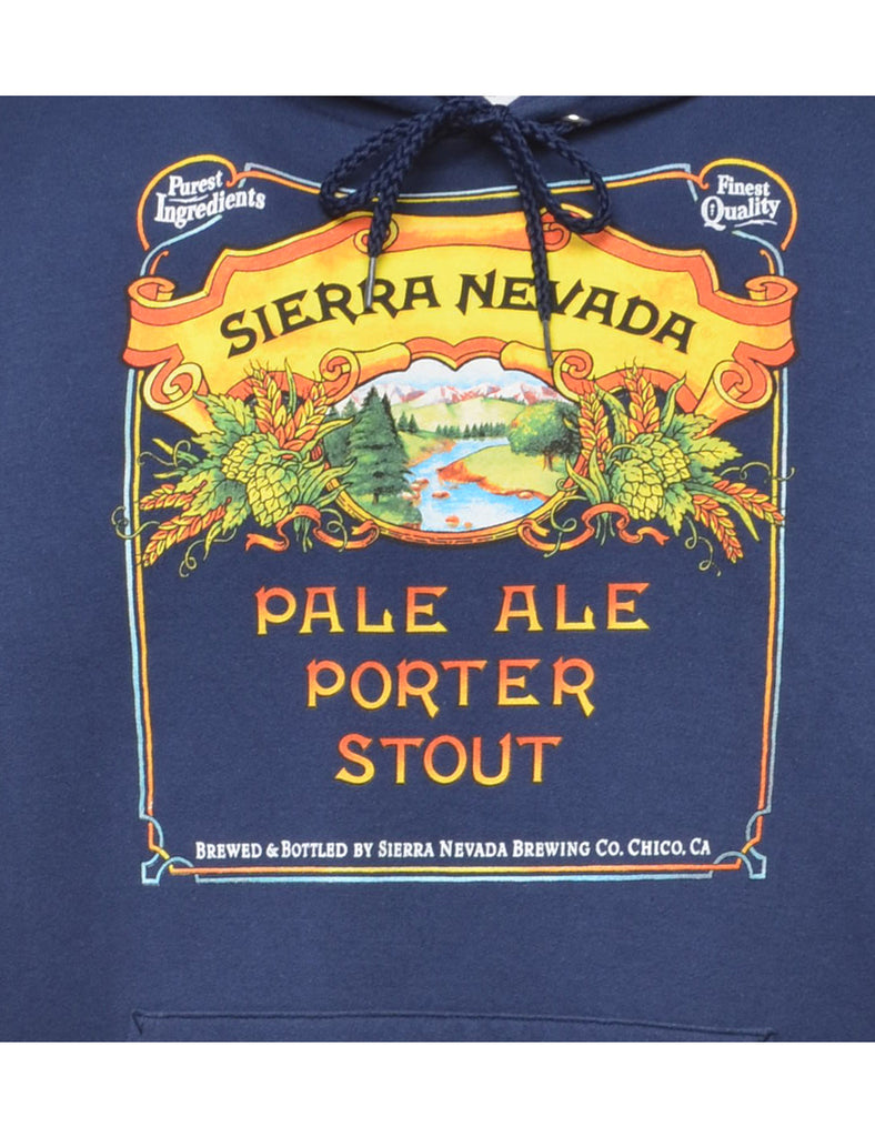 Navy Sierra Nevada Printed Hoodie - S