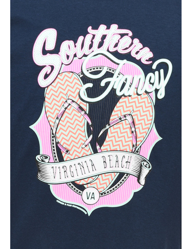 Navy Southern Fancy Printed T-shirt - XL