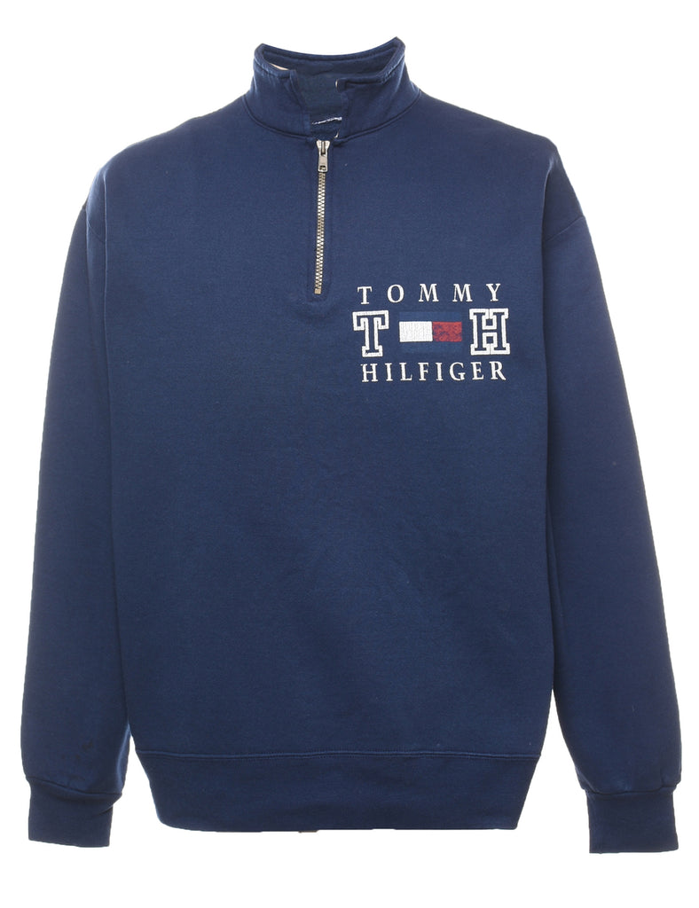 Navy Tommy Hilfiger 1990s Quarter-Zip Sweatshirt - L