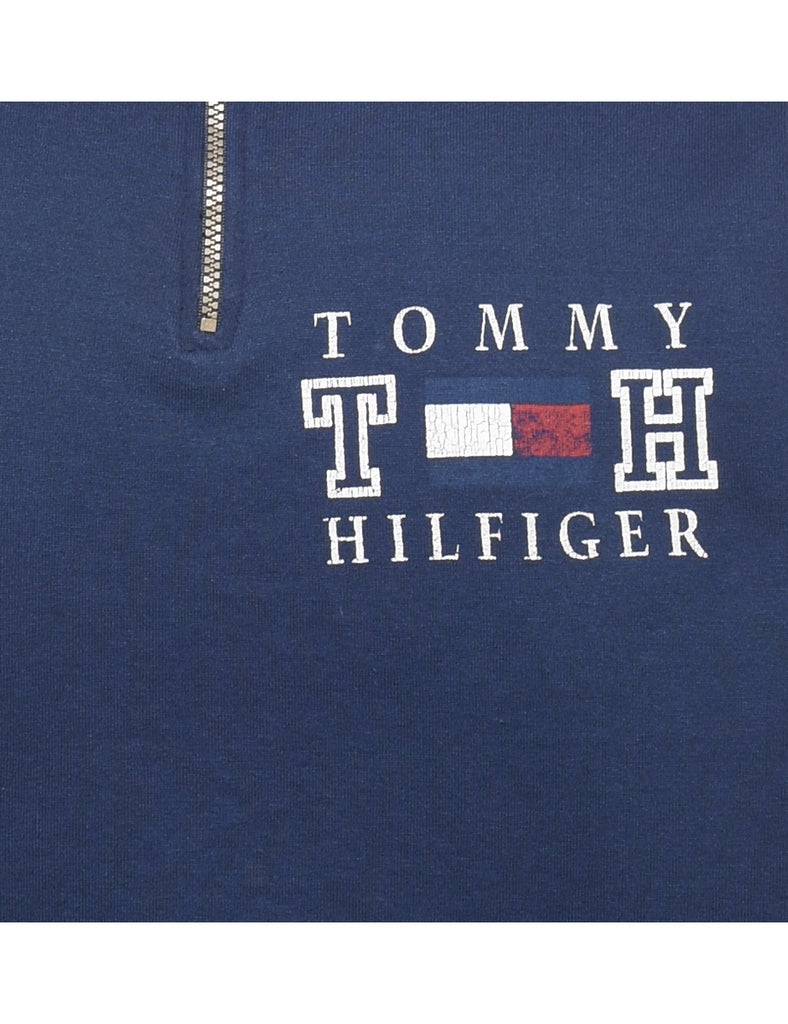 Navy Tommy Hilfiger 1990s Quarter-Zip Sweatshirt - L