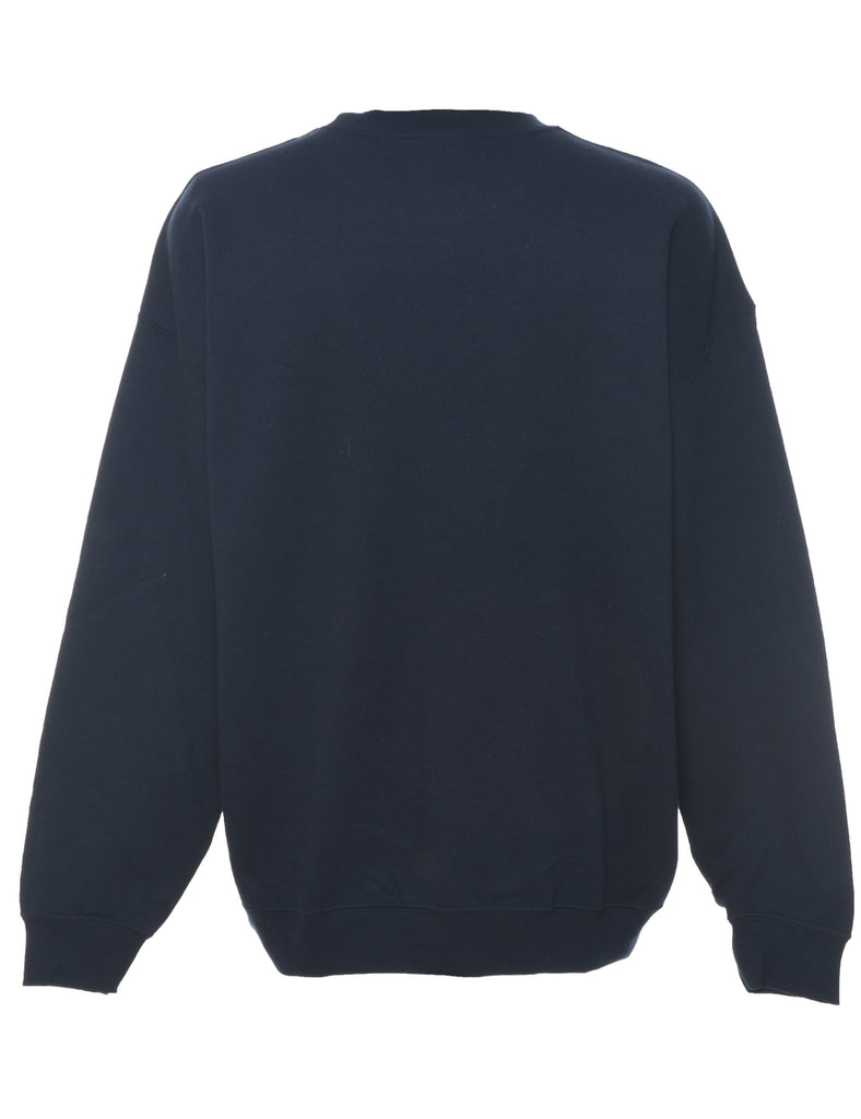 Navy & White Embroidered Sweatshirt  - XL