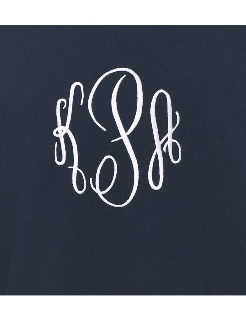 Navy & White Embroidered Sweatshirt  - XL