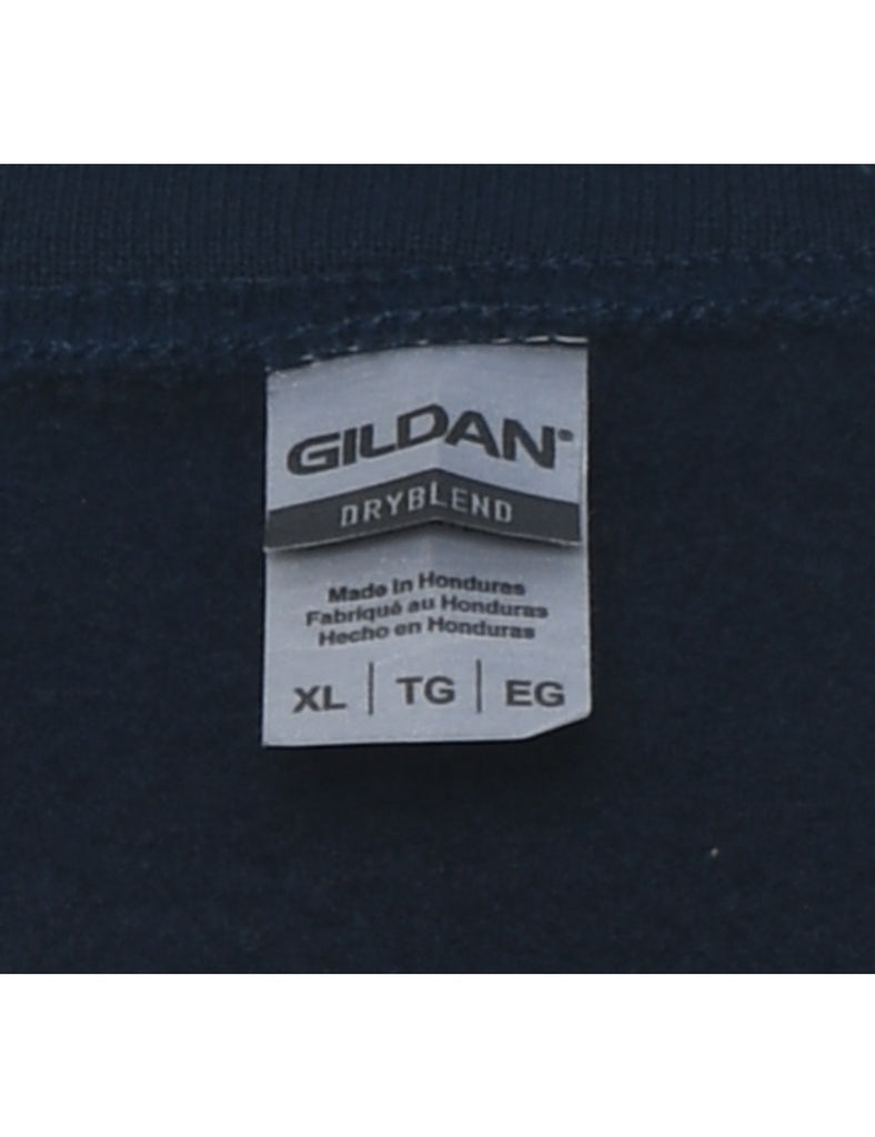 Navy & White Embroidered Sweatshirt  - XL