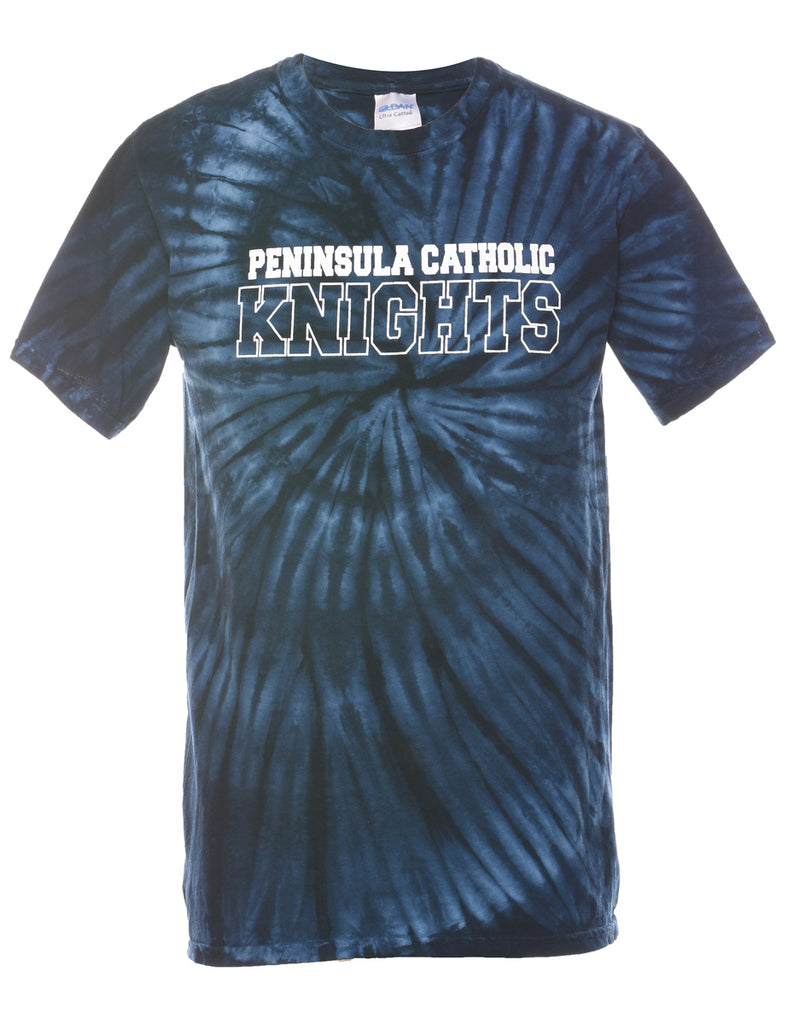 Navy & White Peninsula Catholic Knights Tie Dye T-shirt - S