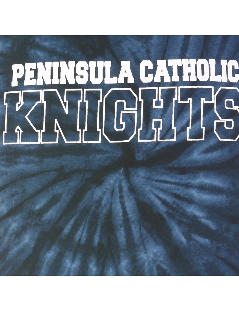 Navy & White Peninsula Catholic Knights Tie Dye T-shirt - S