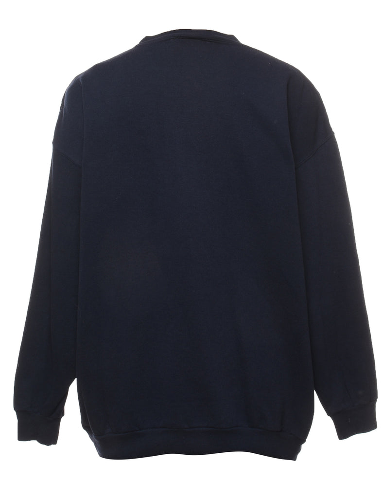 Navy Woodland Design Printed Sweatshirt - M