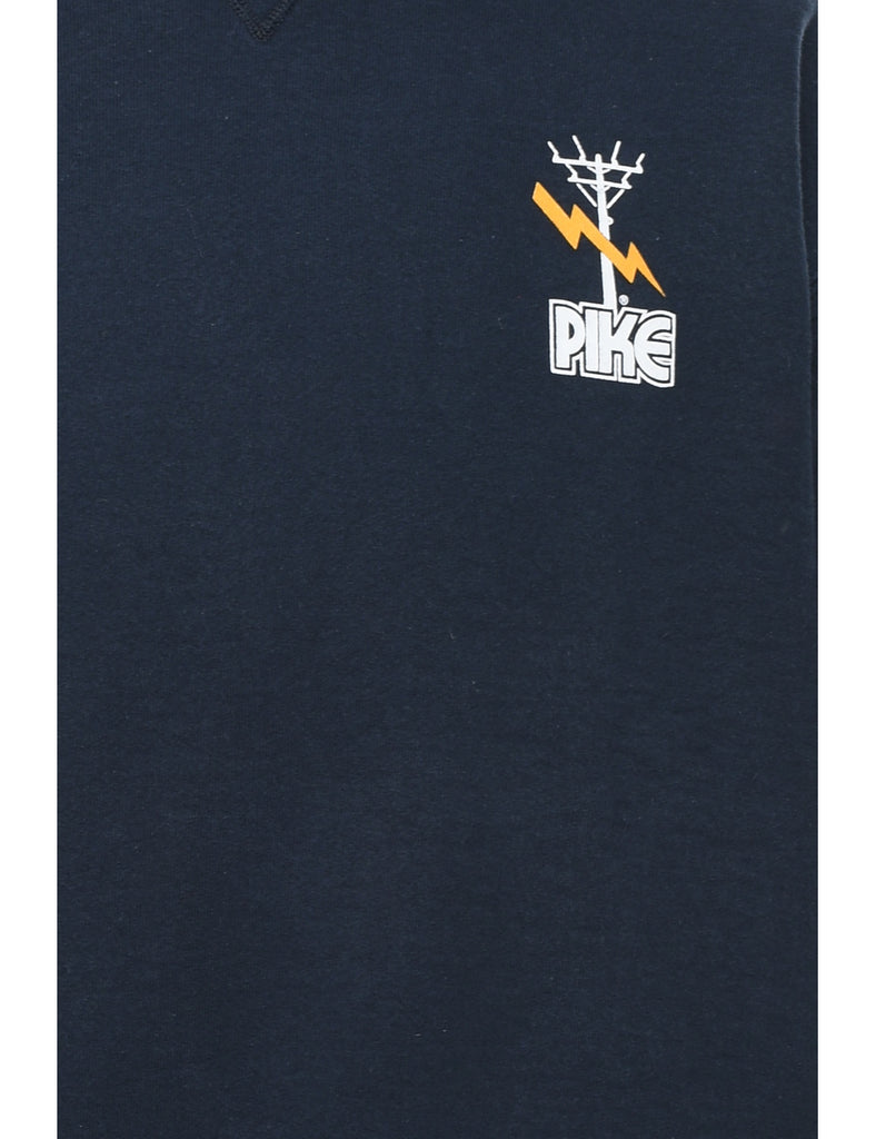 Navy & Yellow Printed Sweatshirt - L