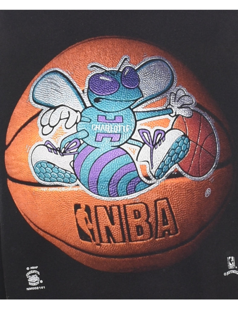 NBA Hornets Printed 1990s Sweatshirt - L