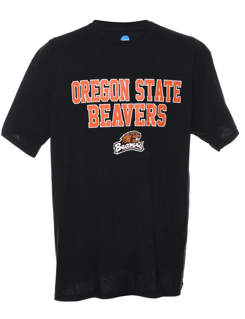 NCAA Oregon State Beavers Printed Black & Orange T-shirt - XL