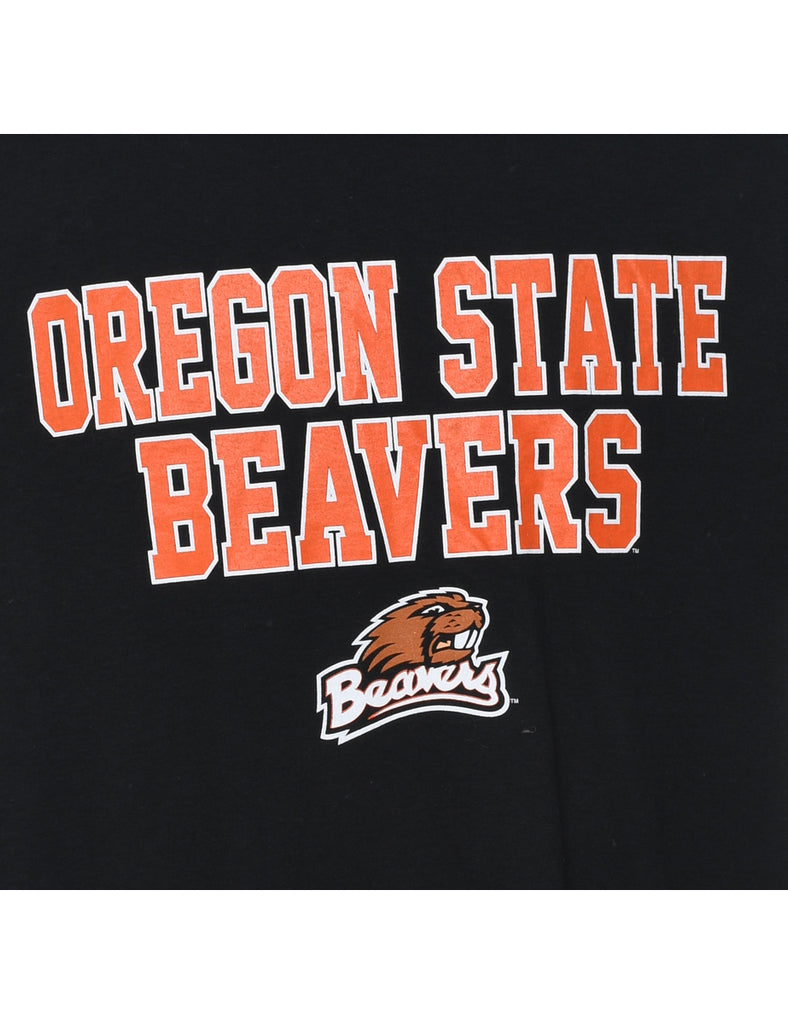NCAA Oregon State Beavers Printed Black & Orange T-shirt - XL