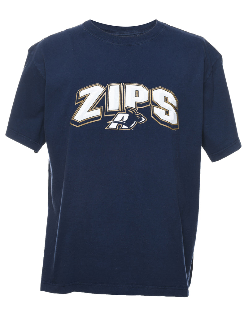 NCAA ZIPS Navy Printed T-shirt - L