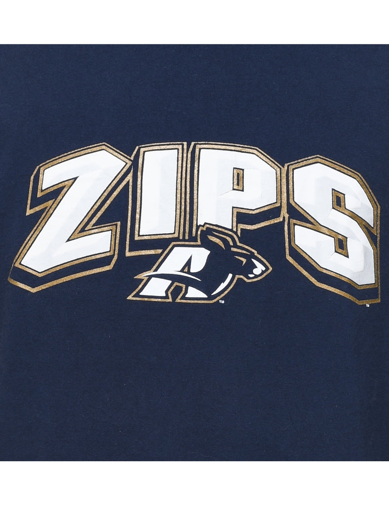 NCAA ZIPS Navy Printed T-shirt - L
