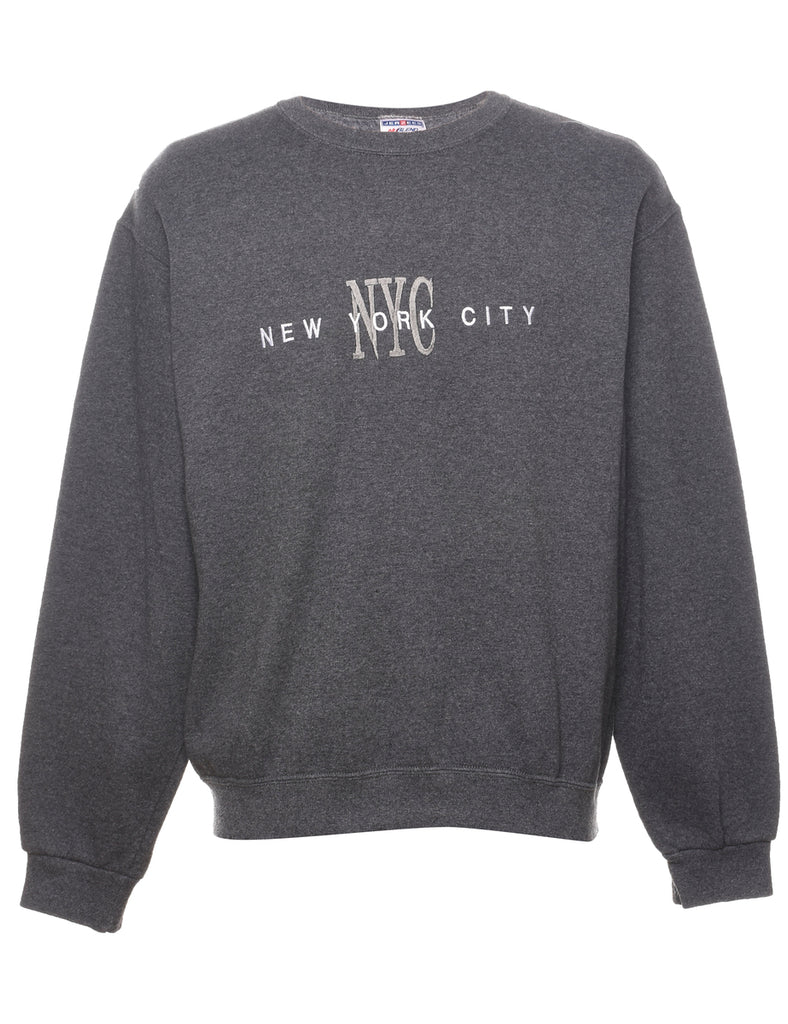 New York City Embroidered Grey Sweatshirt - M