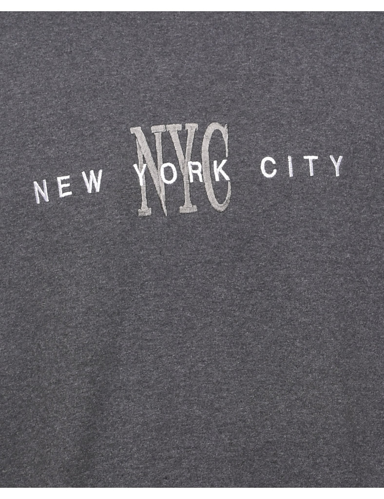 New York City Embroidered Grey Sweatshirt - M