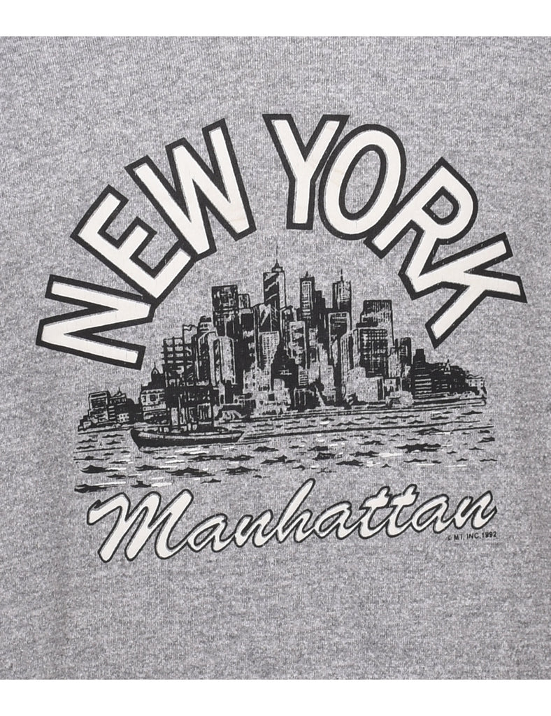 New York Printed Marl Grey Sweatshirt - L