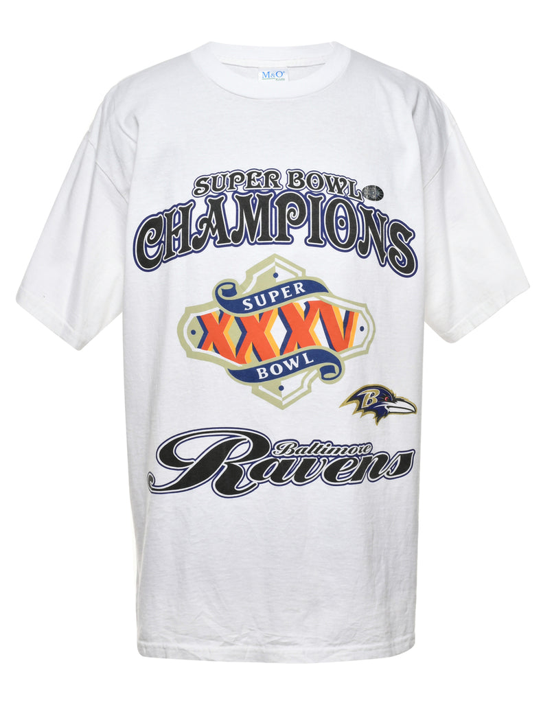 NFL Super Bowl Football Printed T-shirt - L