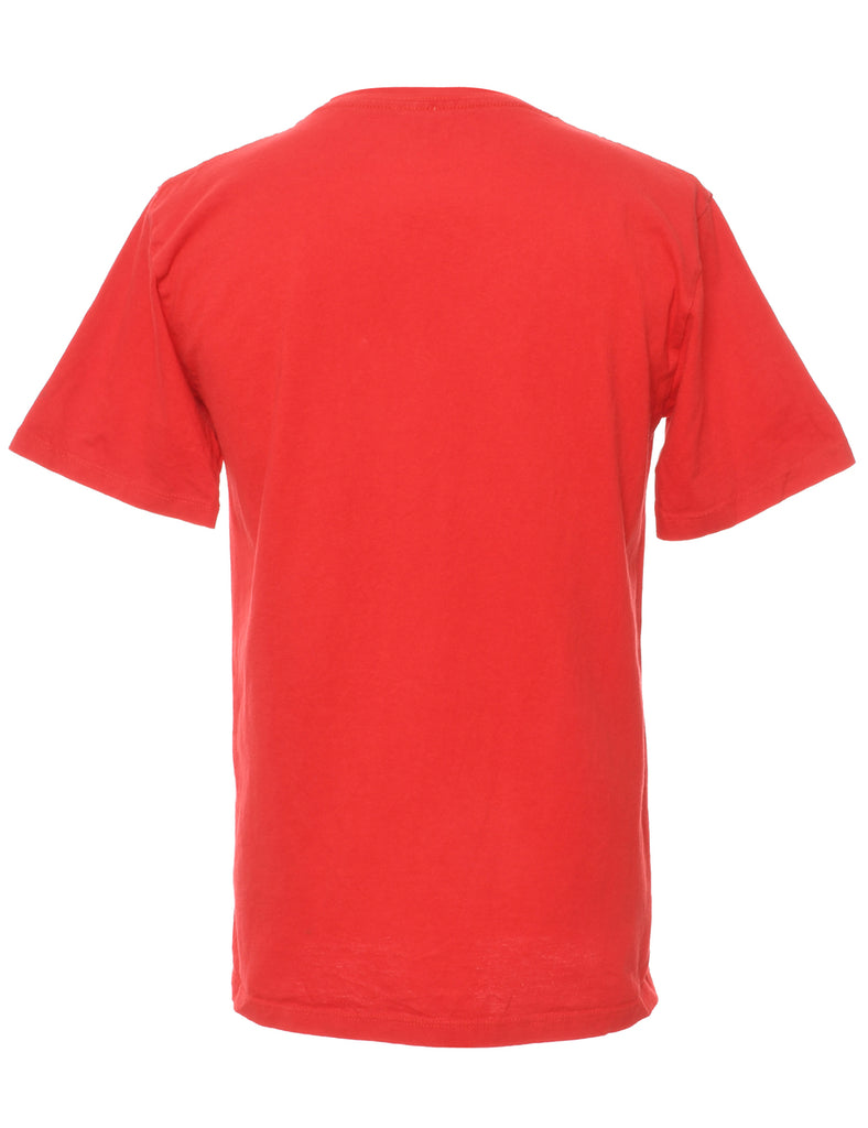 North Eastern Huskies Red & Black Printed T-shirt - M