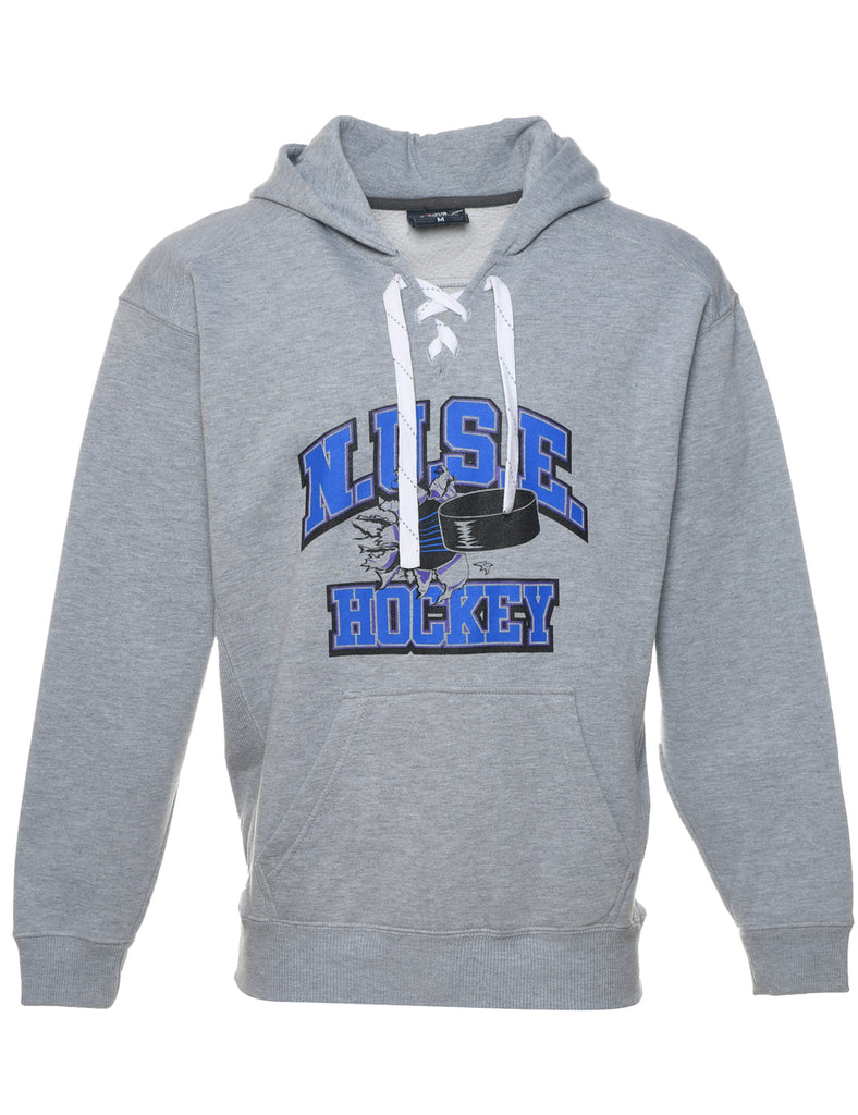 NUSE Hockey Printed Blue & Grey Hoodie - M